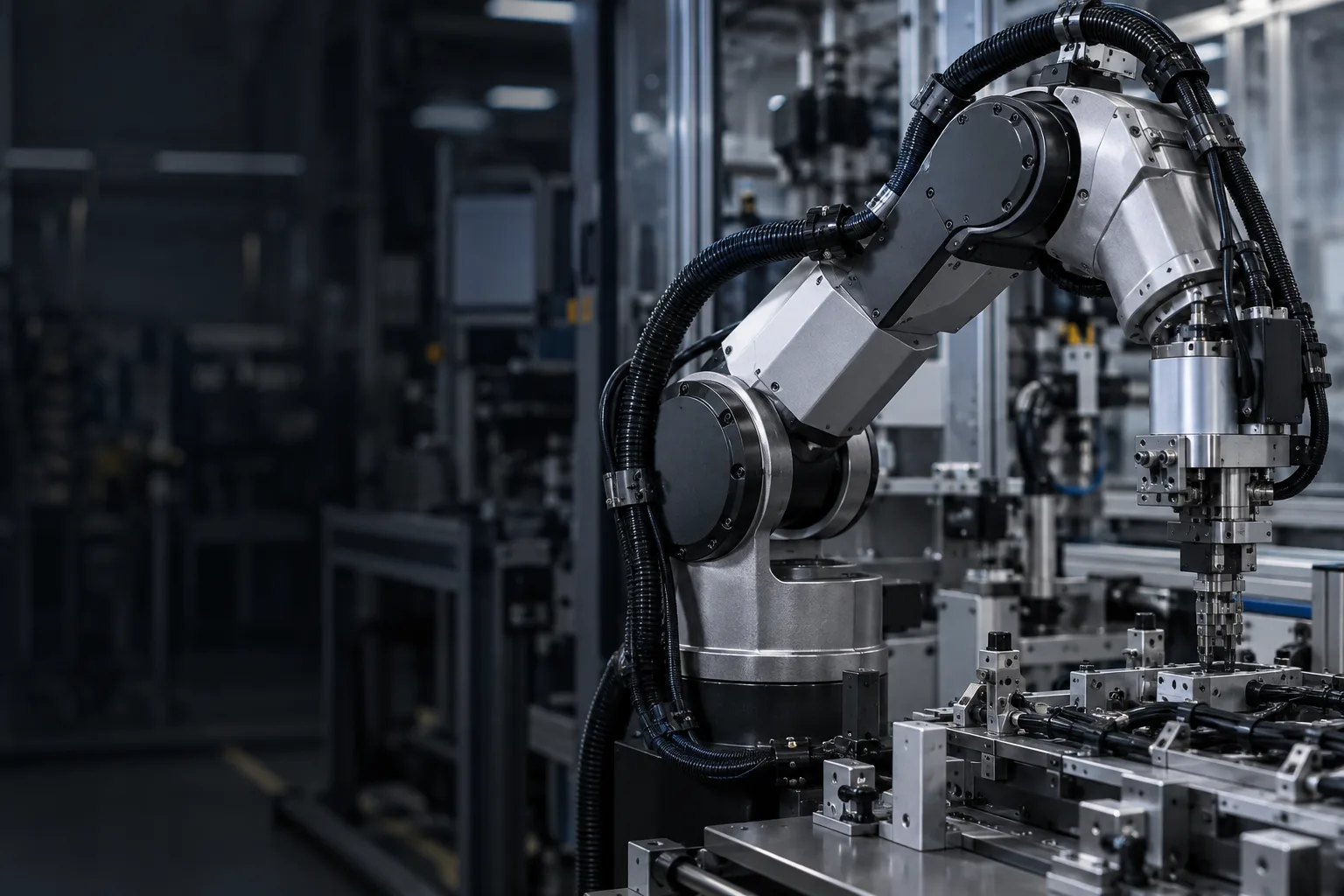 Illustrative industrial robot and automated production equipment